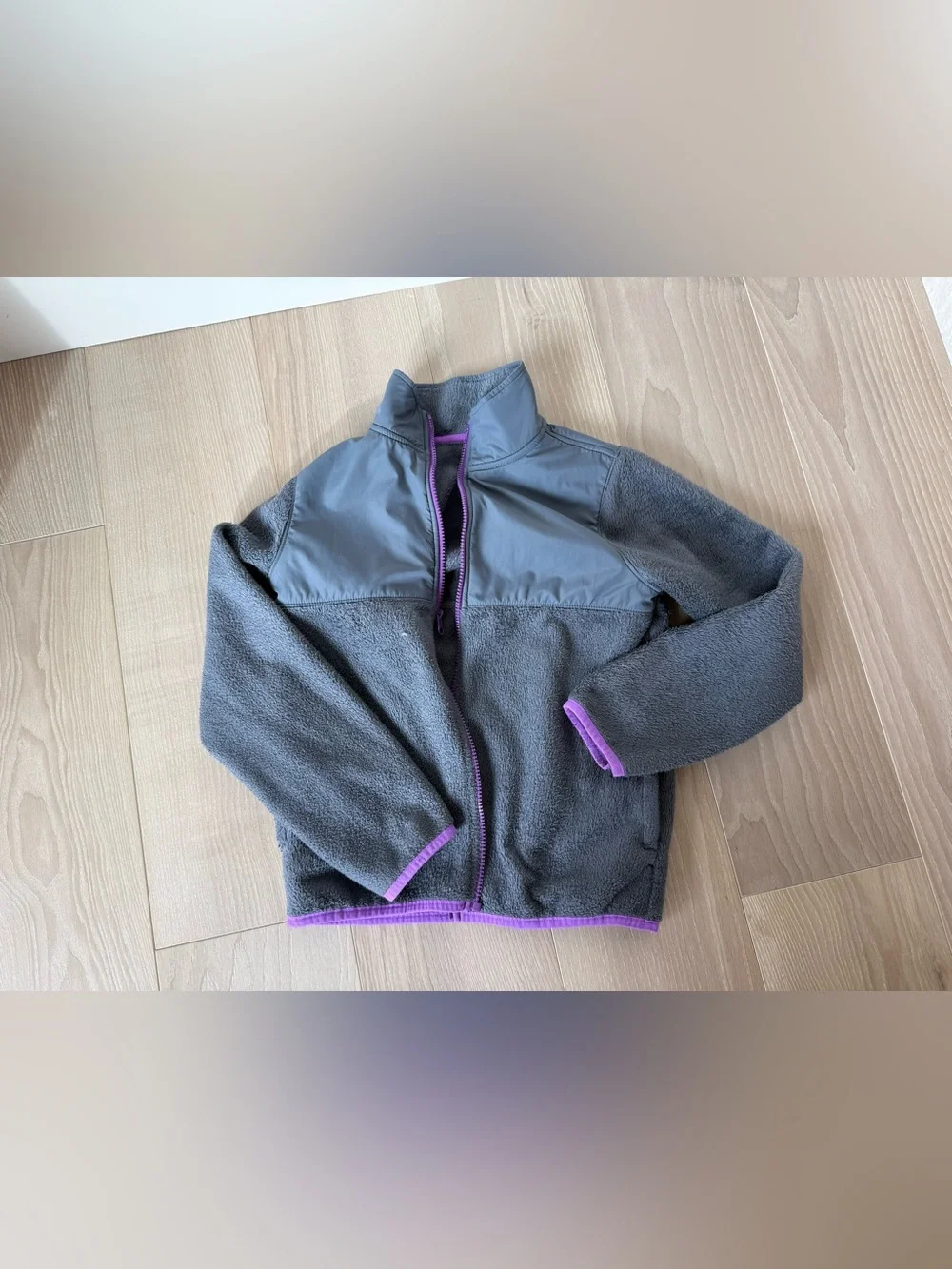 Old Navy Gray Fleece Jacket with Purple Trim